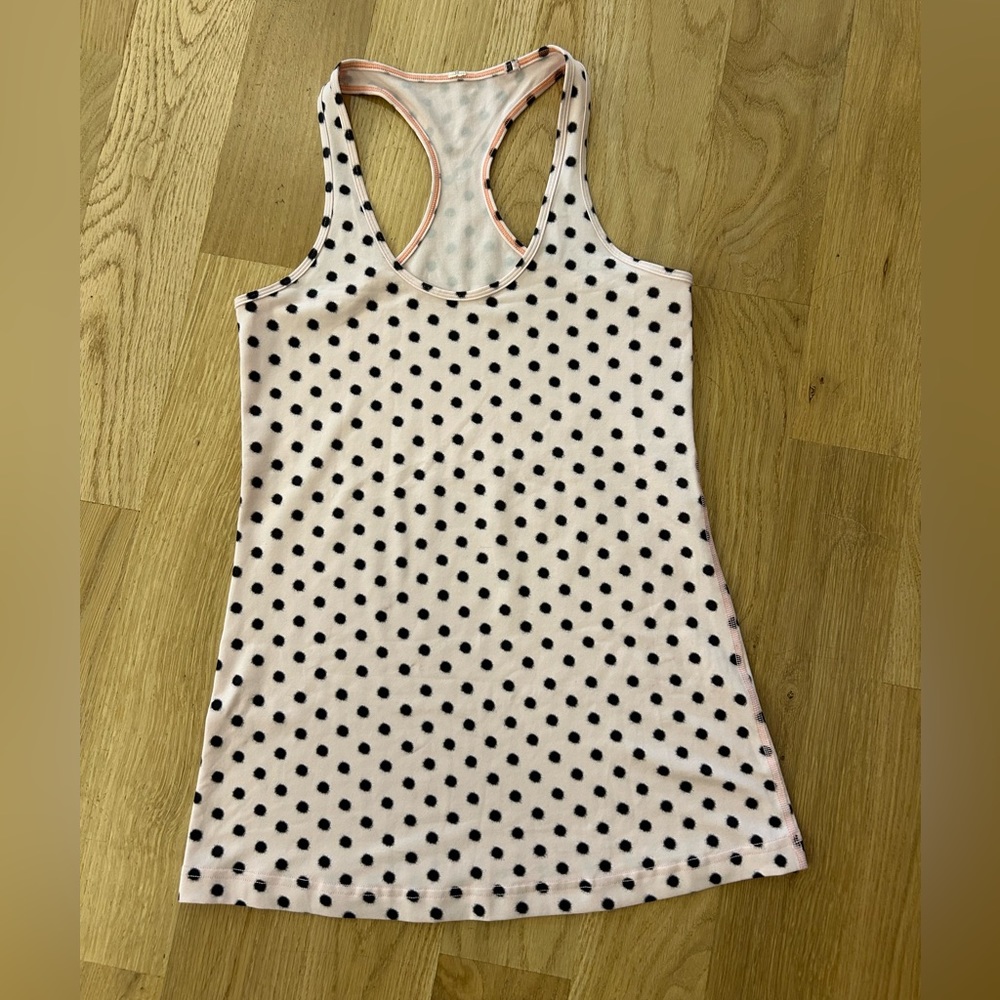Lululemon Cool racerback athletic tank in Blush Pink, High Noon Dot. Size 8.
